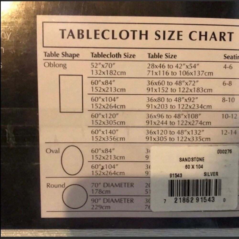New Sandstone Jacquard 60”X104” Gray Oblong Cotton Blend Textured Tablecloth